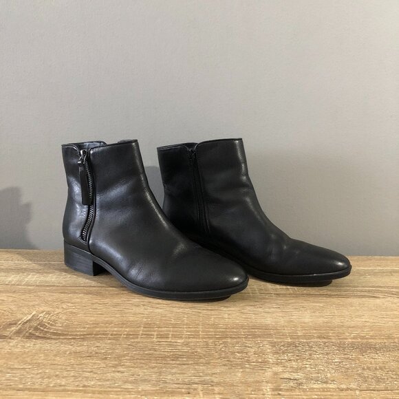 Naturalizer Womens Size 8 Robyn Black Leather Classic Sleek Ankle Boots - Picture 1 of 13